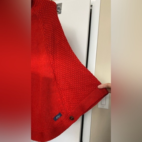 Joules Girls Tess Knitted Red Poncho Size L - Picture 2 of 16